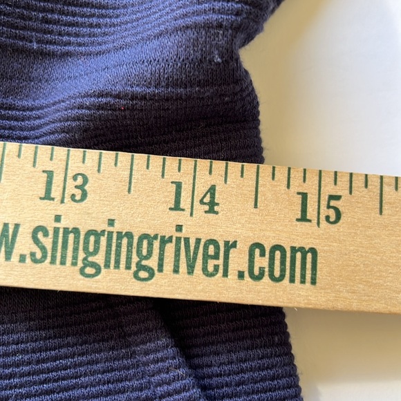 DraperJames RSVP Knit Fit & Flare Dress Short Sleeve Sz L Pleated Navy Pockets - Picture 7 of 11